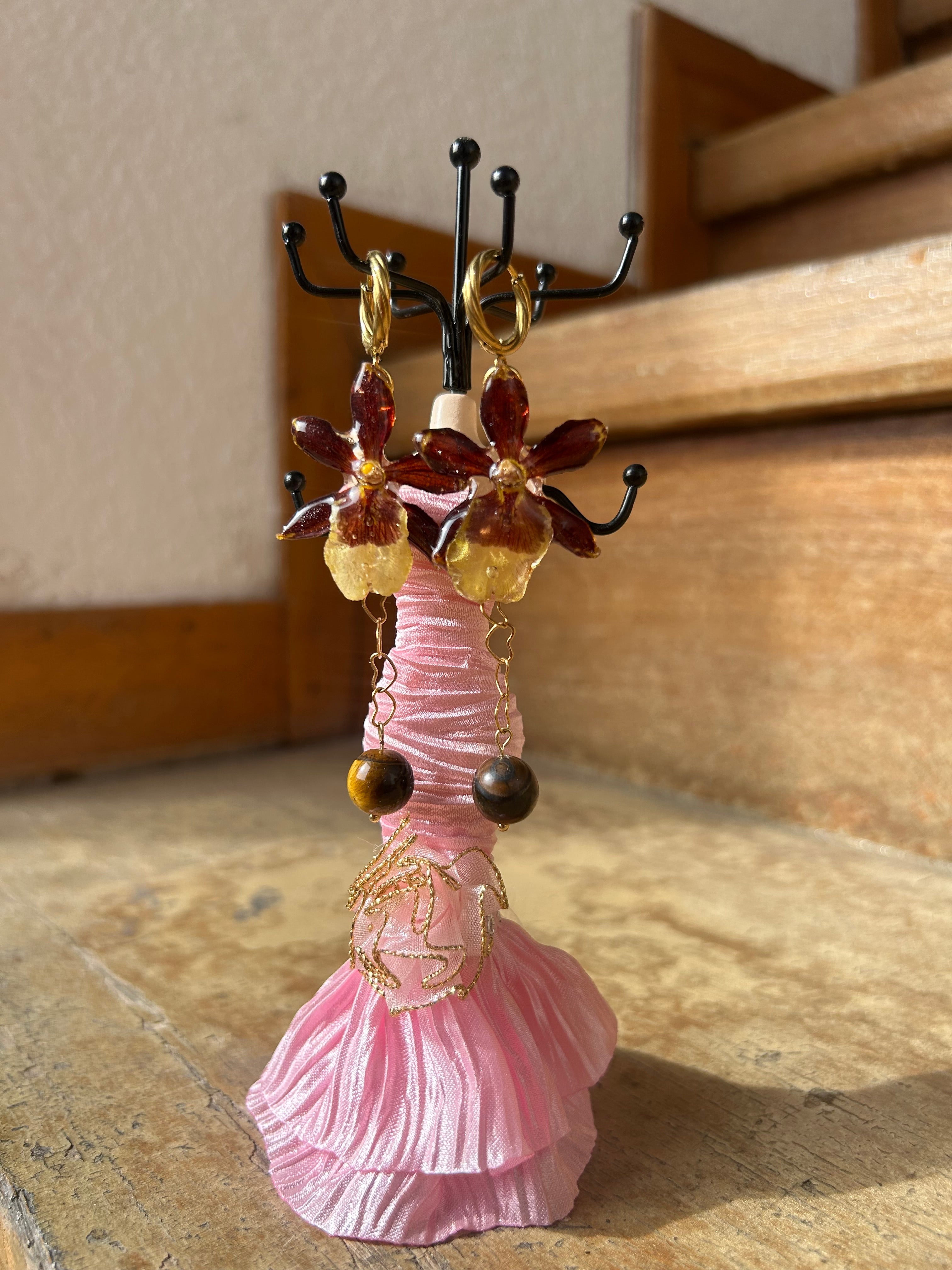 Aretes de Orquídea mini exótica