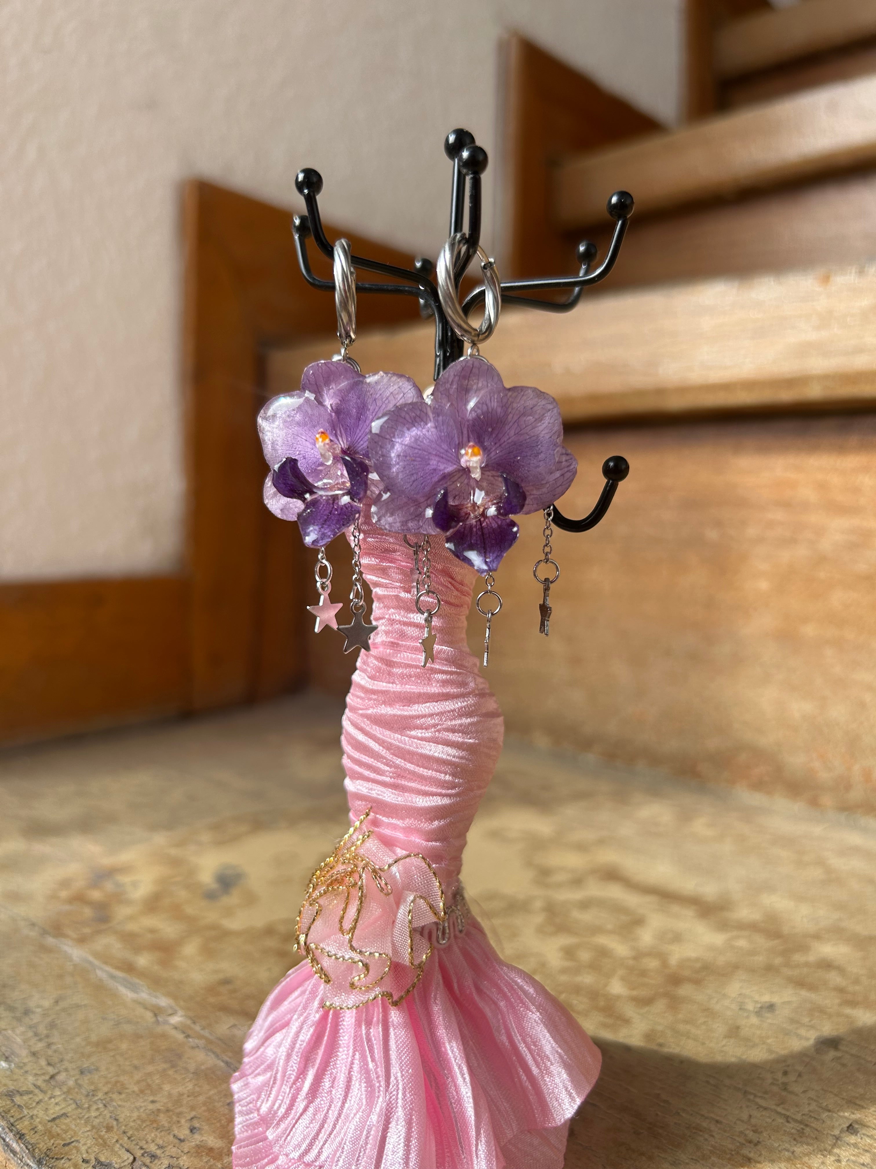 Aretes de Orquídea mini purple