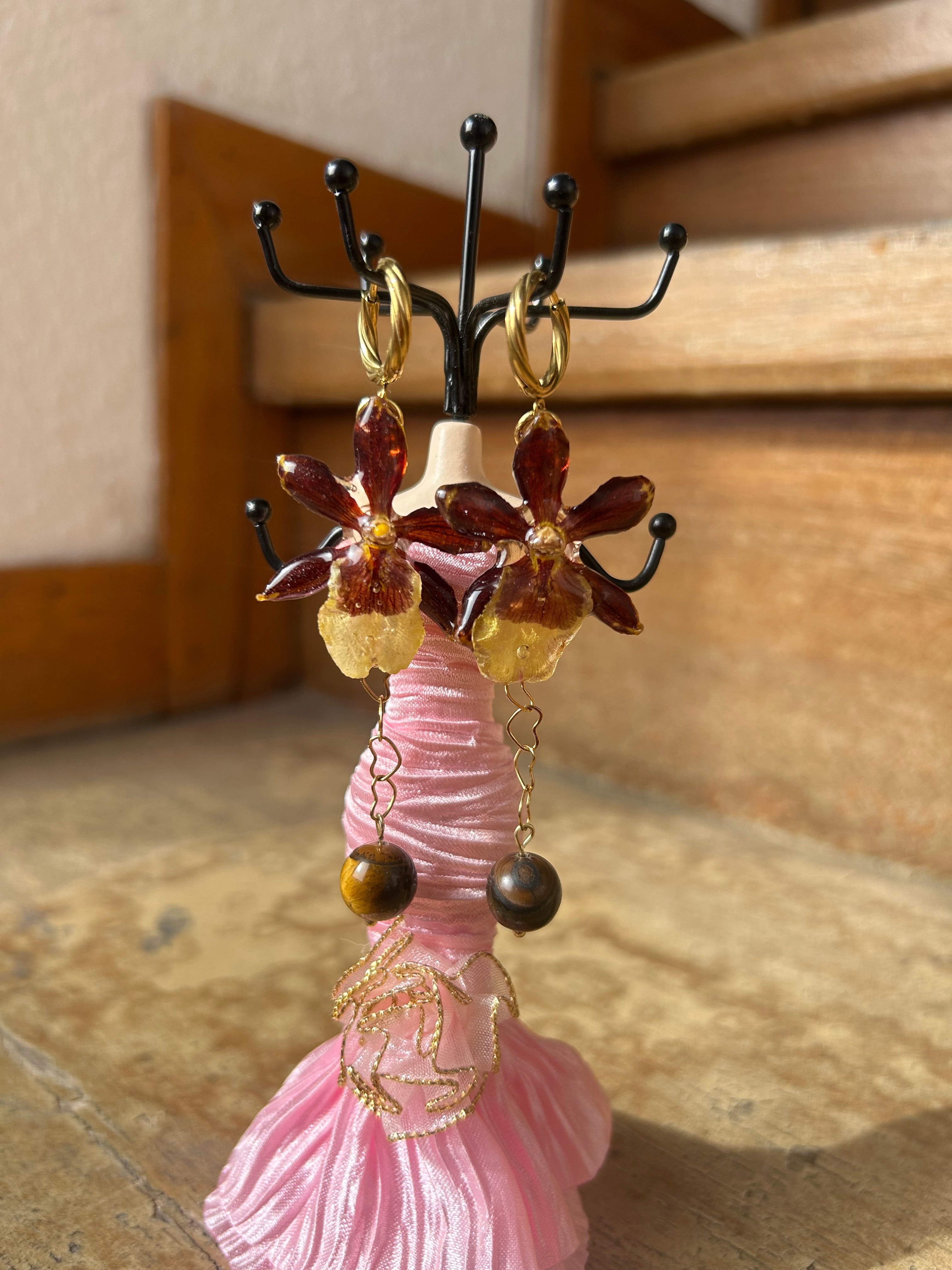 Aretes de Orquídea mini exótica