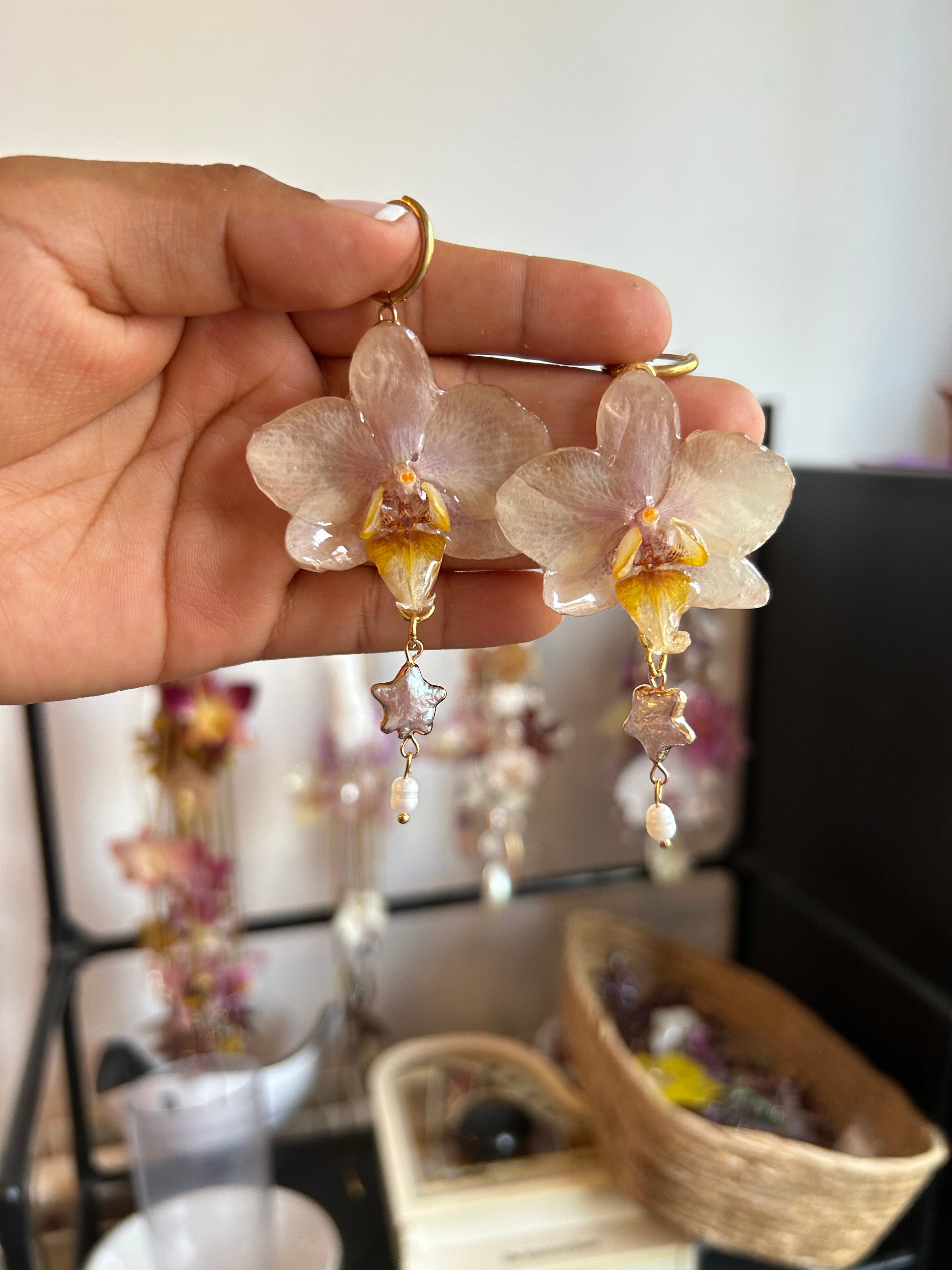 Aretes de orquídea  mini