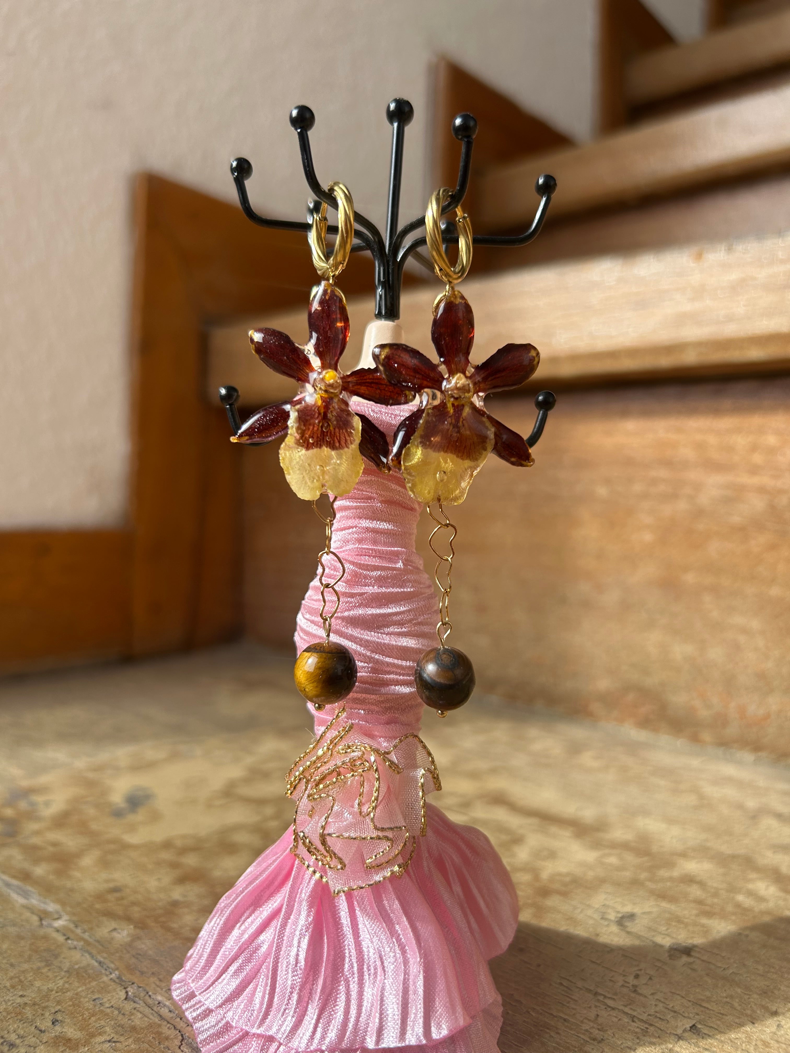Aretes de Orquídea mini exótica