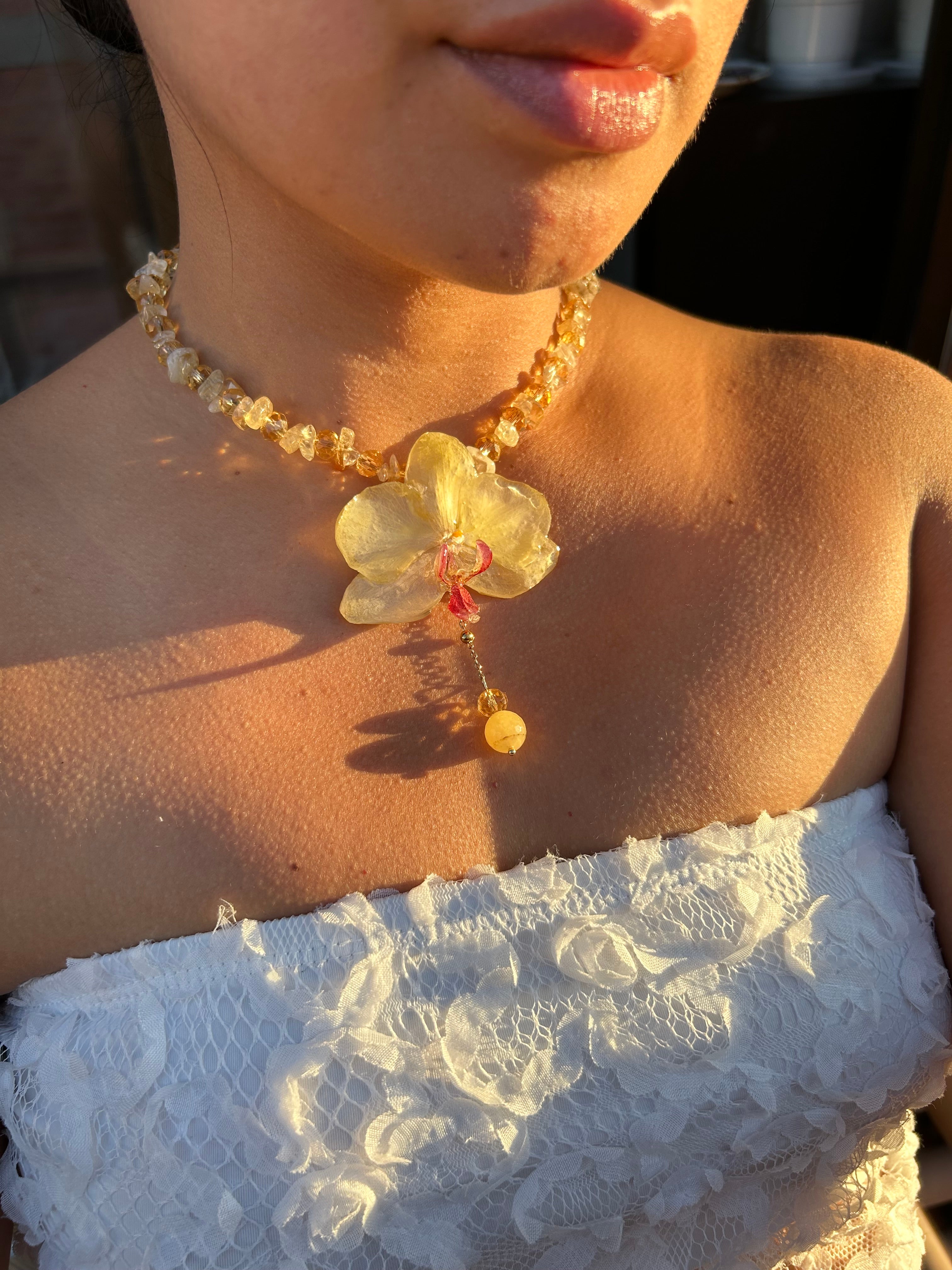 Orchid with quartz