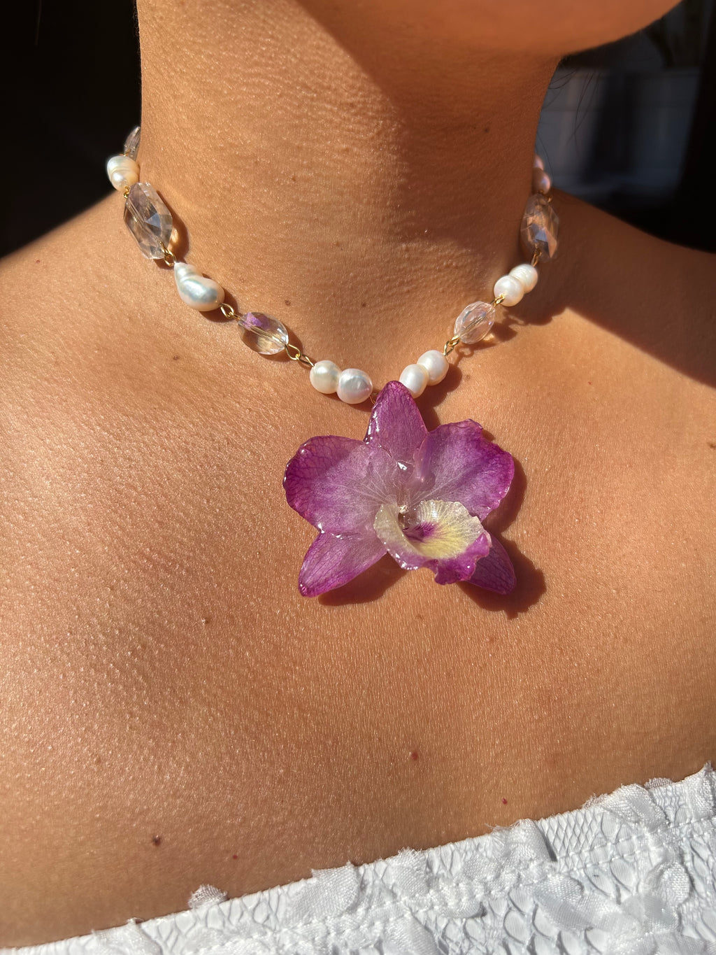 Orchid dendrobium nobile with pearls