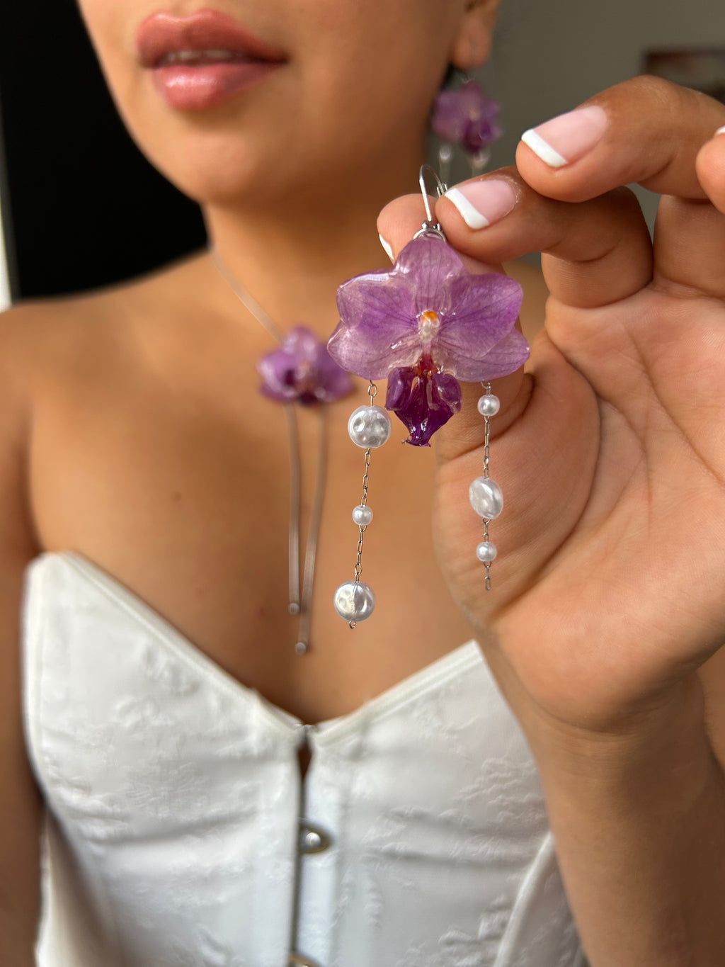 Pendientes de orquídea real
