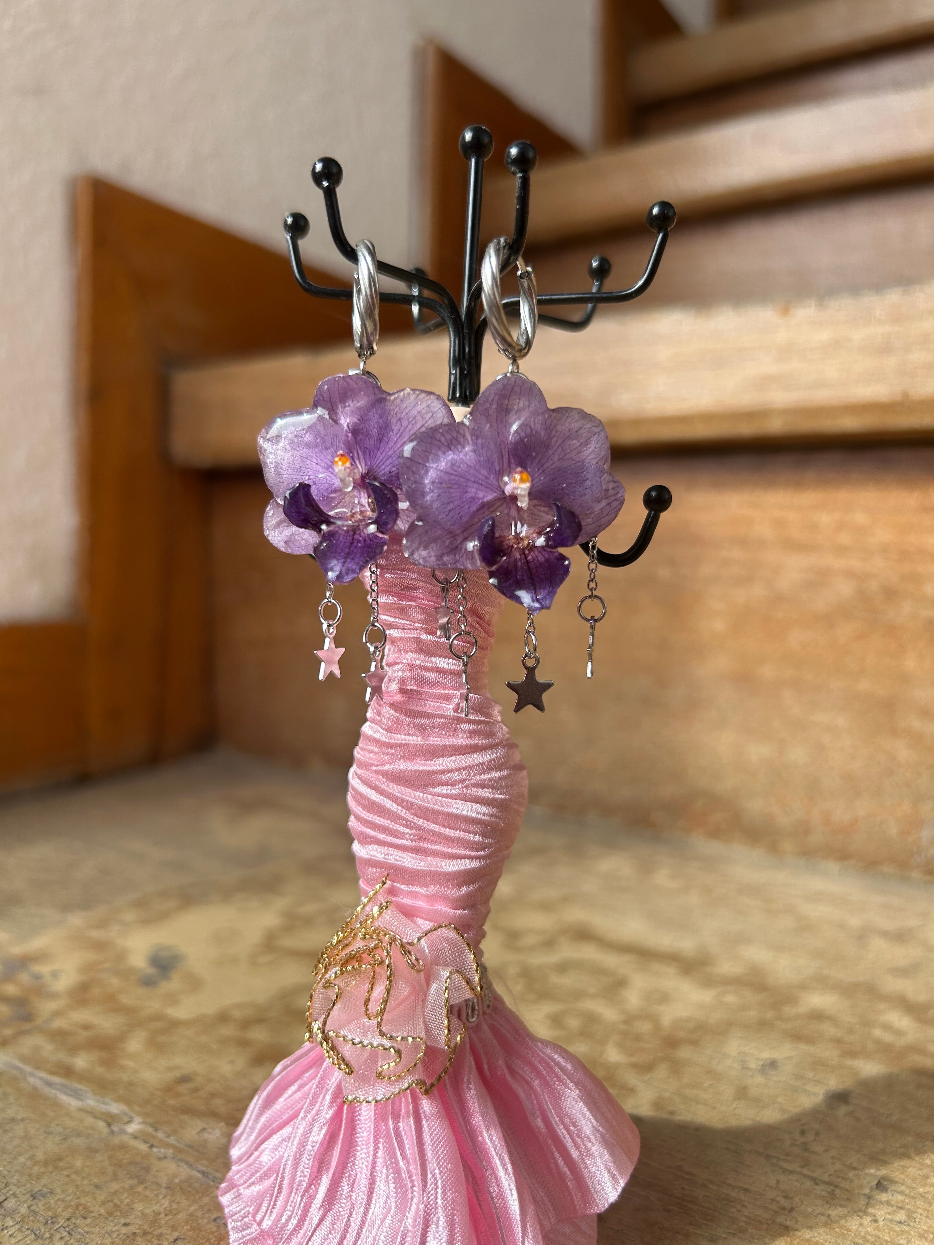 Aretes de Orquídea mini purple
