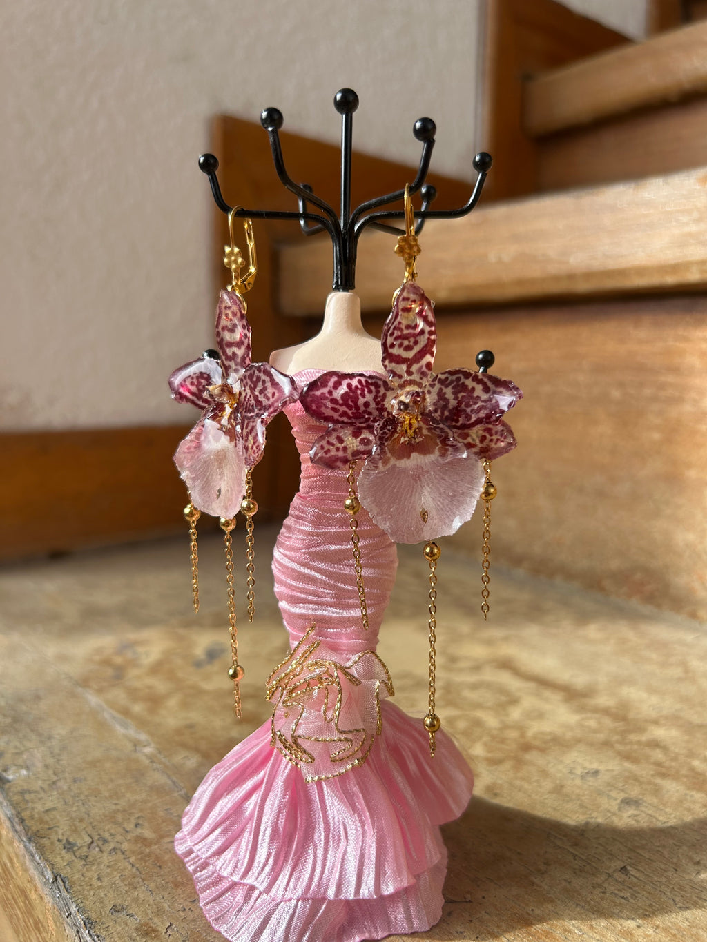aretes de orquídea exótica