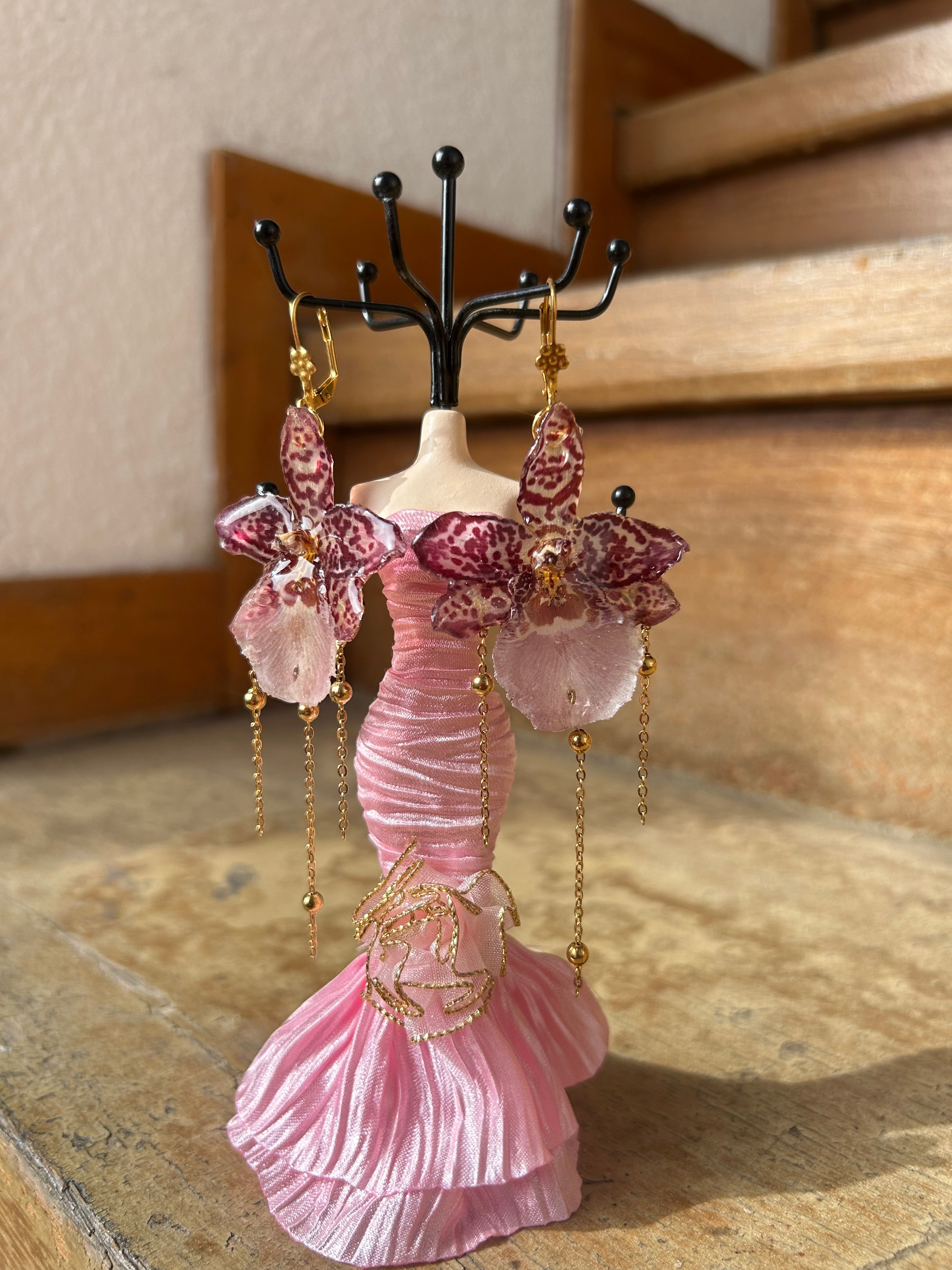 aretes de orquídea exótica