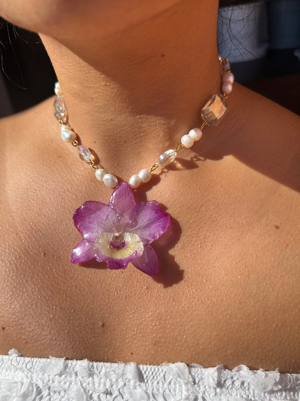 Orchid dendrobium nobile with pearls