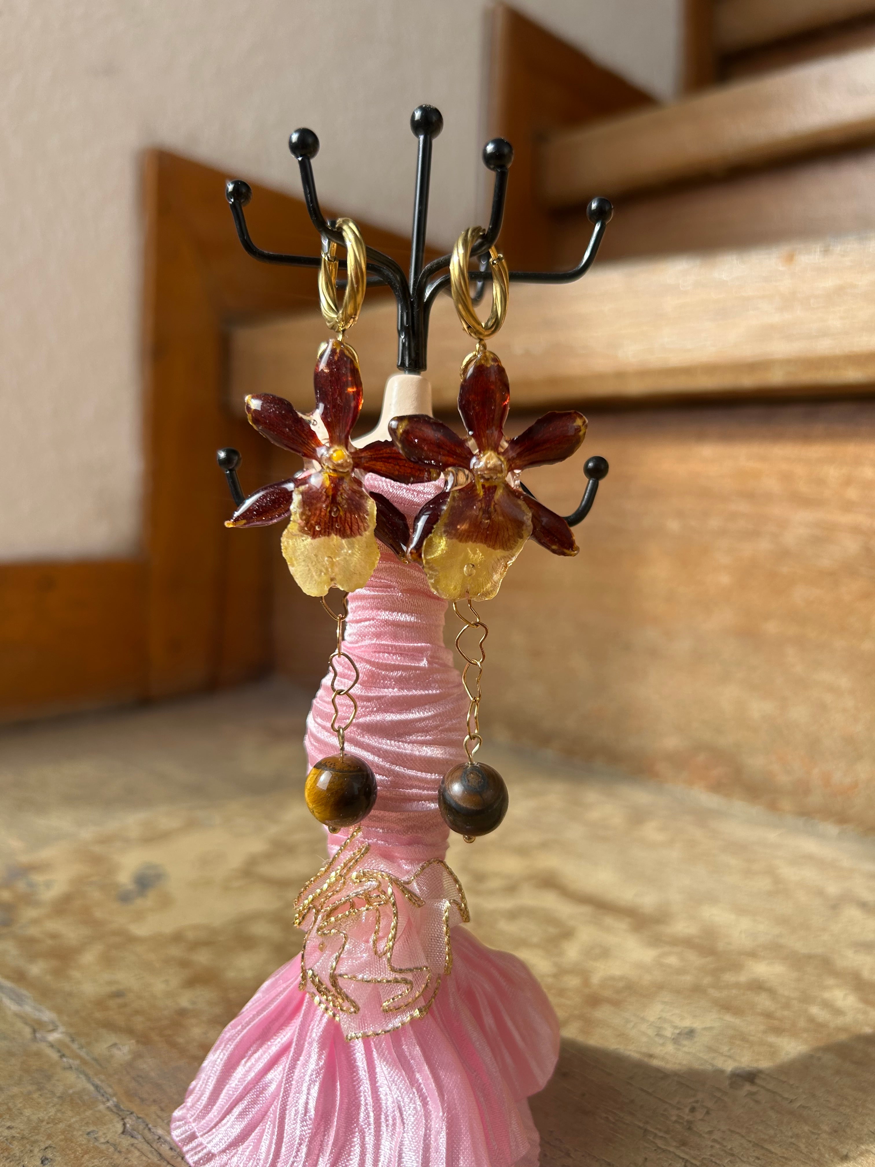Aretes de Orquídea mini exótica