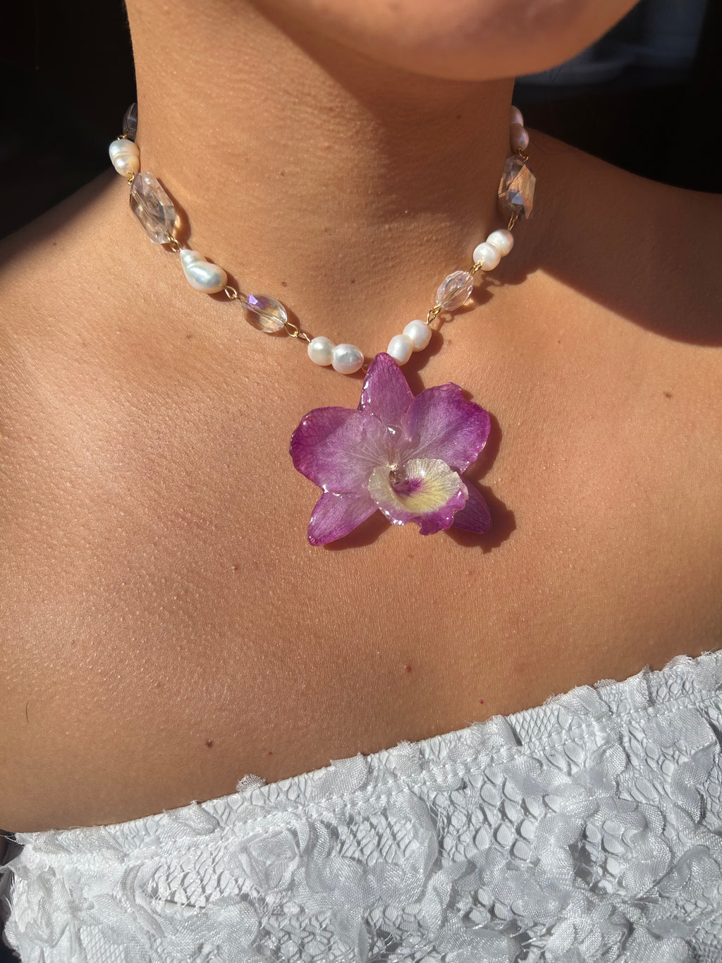 Orchid dendrobium nobile with pearls