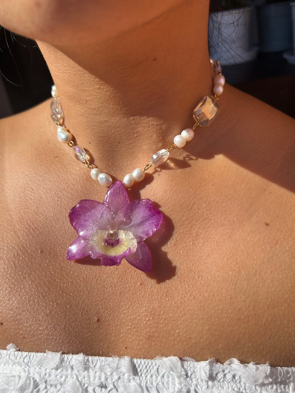 Orchid dendrobium nobile with pearls