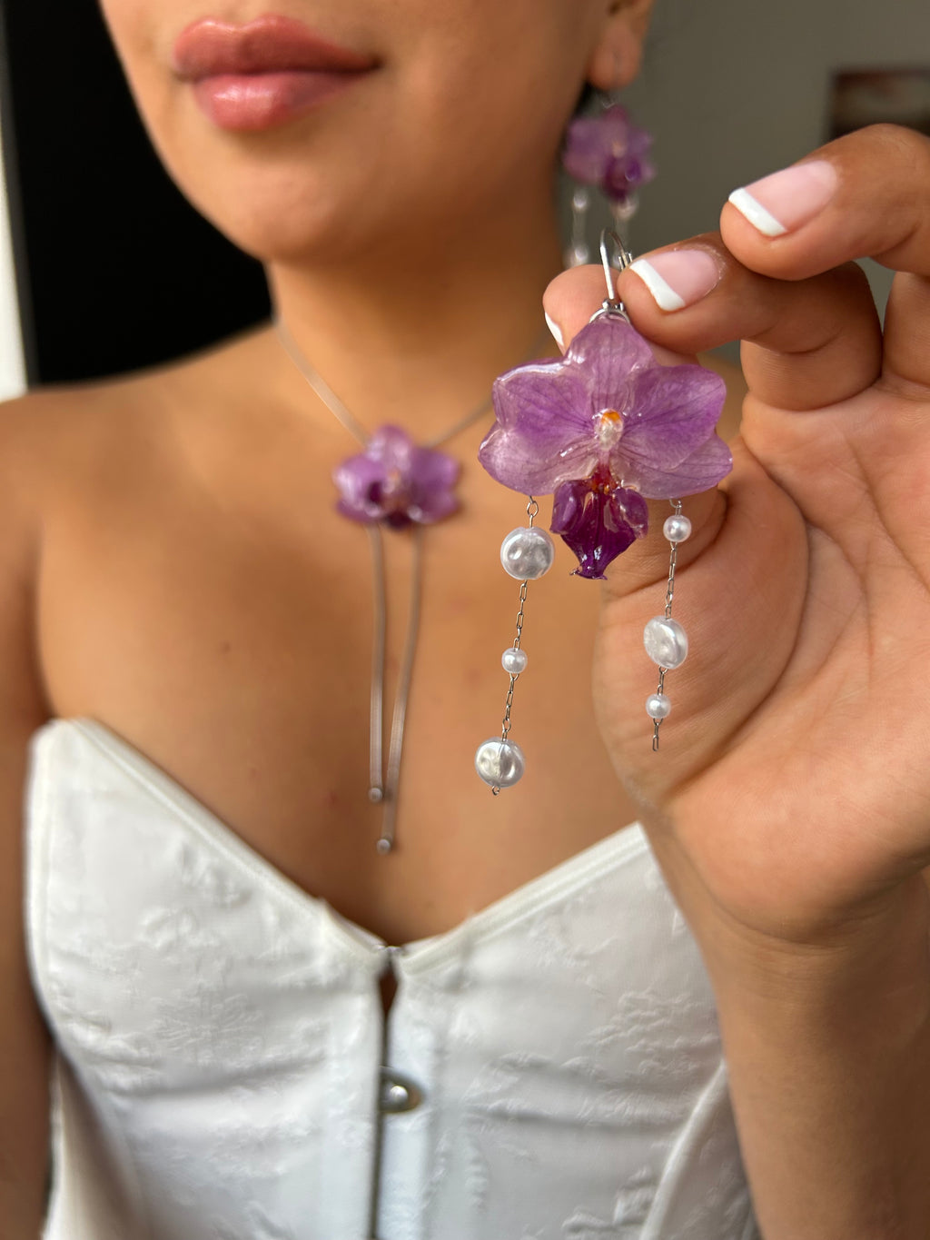 Pendientes de orquídea real