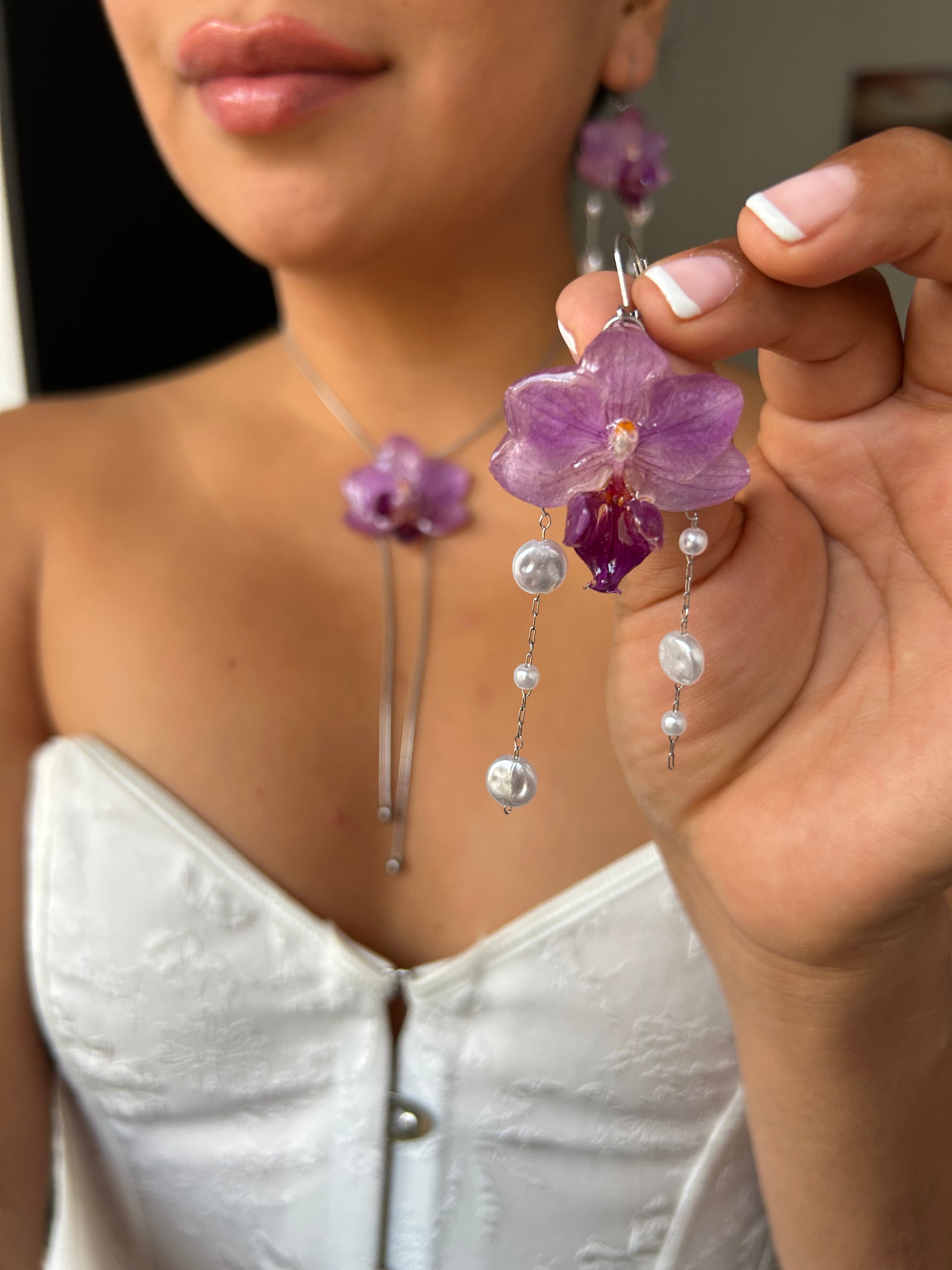 Pendientes de orquídea real