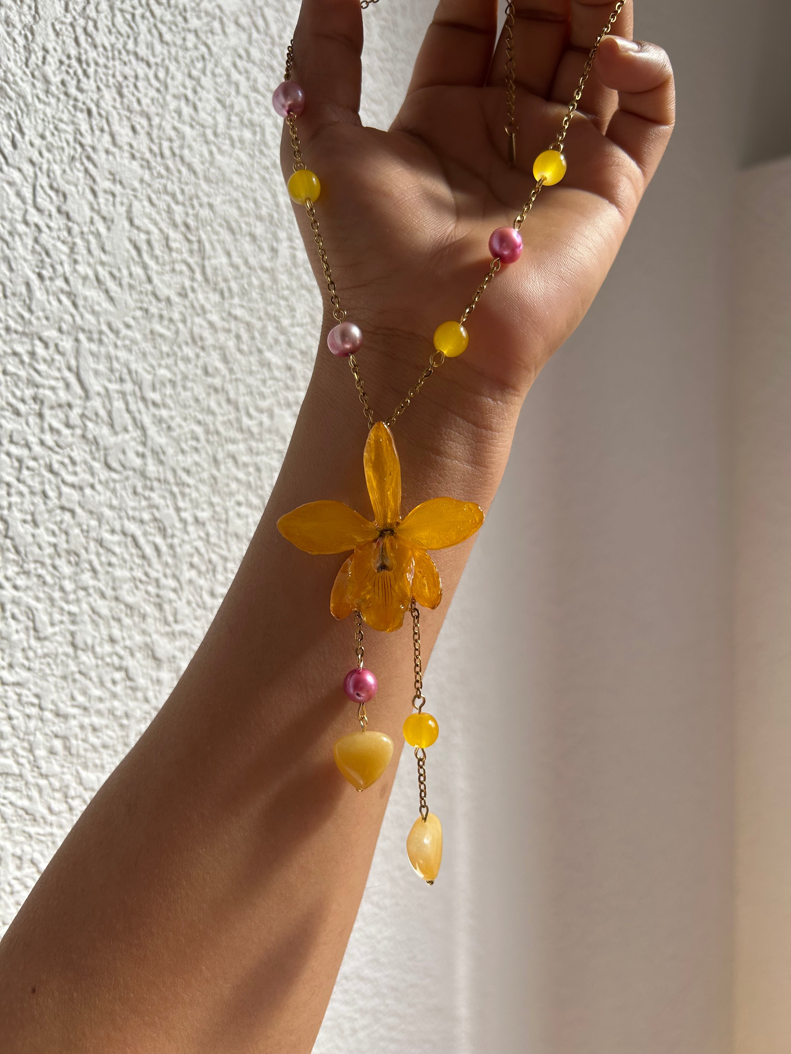 Cattleya with amber quartz