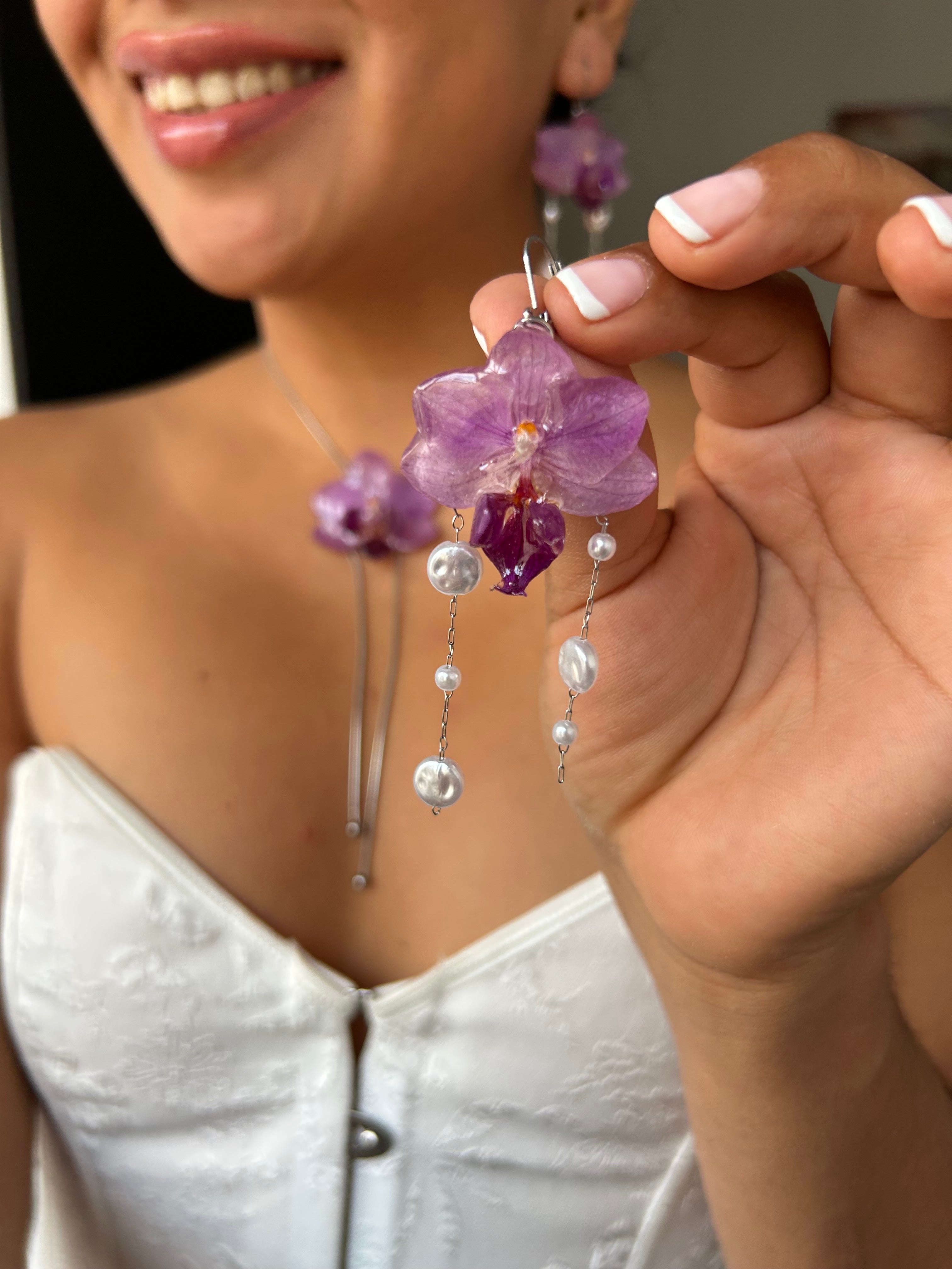 Pendientes de orquídea real