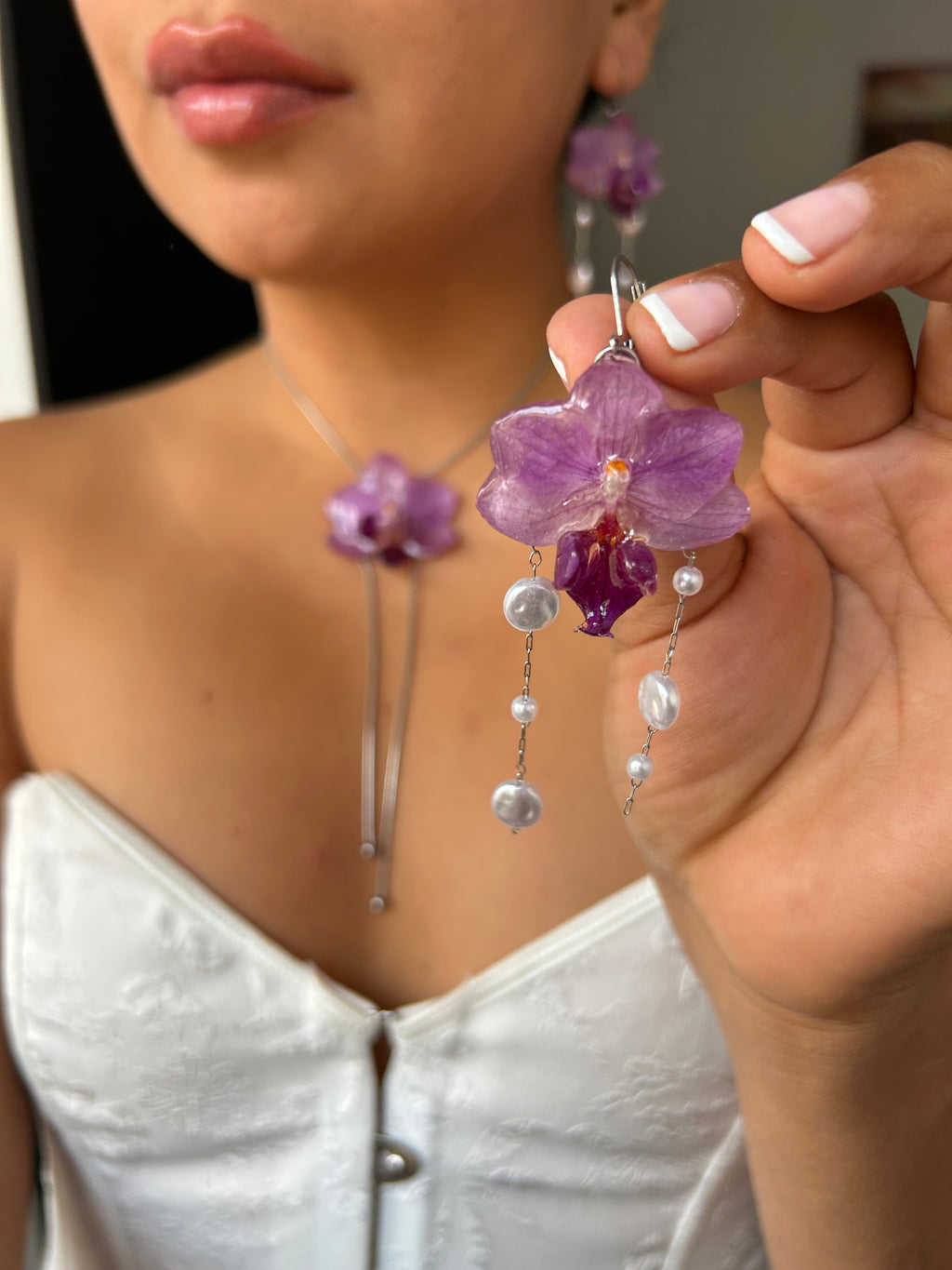 Pendientes de orquídea real